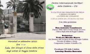 Manifesto - Il culto di S. Francesco da Paola a Reggio Calabria. 29 settembre 2021